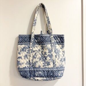 Vera Bradley Discontinued Blue and White Toile Floral Tote Bag